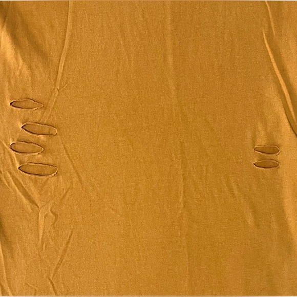 🧡 Derek Heart Dress~Women’s Sm~Golden Orange Color~Ripped Details~Curved Hem - Picture 3 of 8